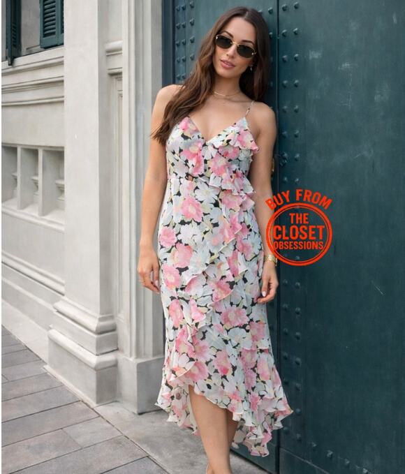 Zara Dresses & Skirts - Zara NWT Floral Ruffle Asymmetrical High Low Strappy Midi Dress M